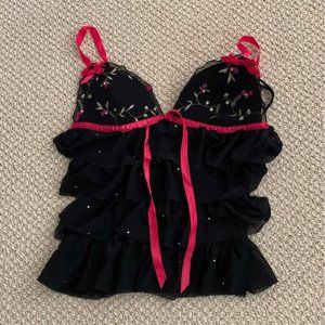 Cute Victoria’s Secret black camisole top small with embellishments and beading